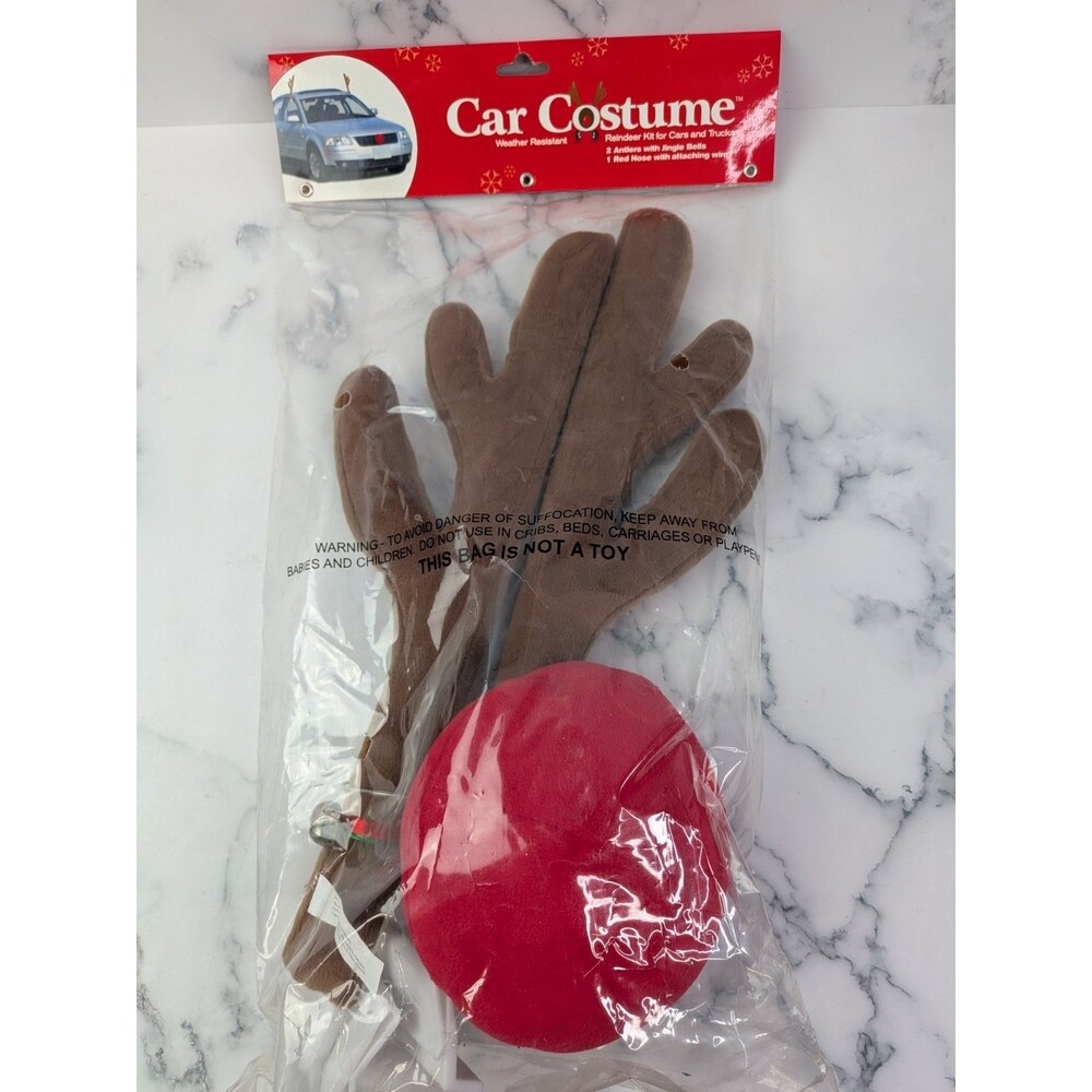 Car Reindeer Antlers & Nose Christmas Costume Auto Decoration Rudolph Reindeer